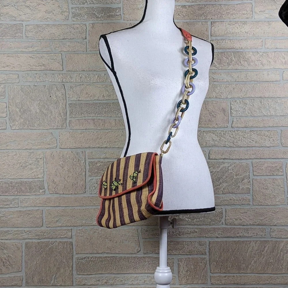 M MISSONI Raffia Crossbody Plastic Ring Strap - Picture 3 of 14